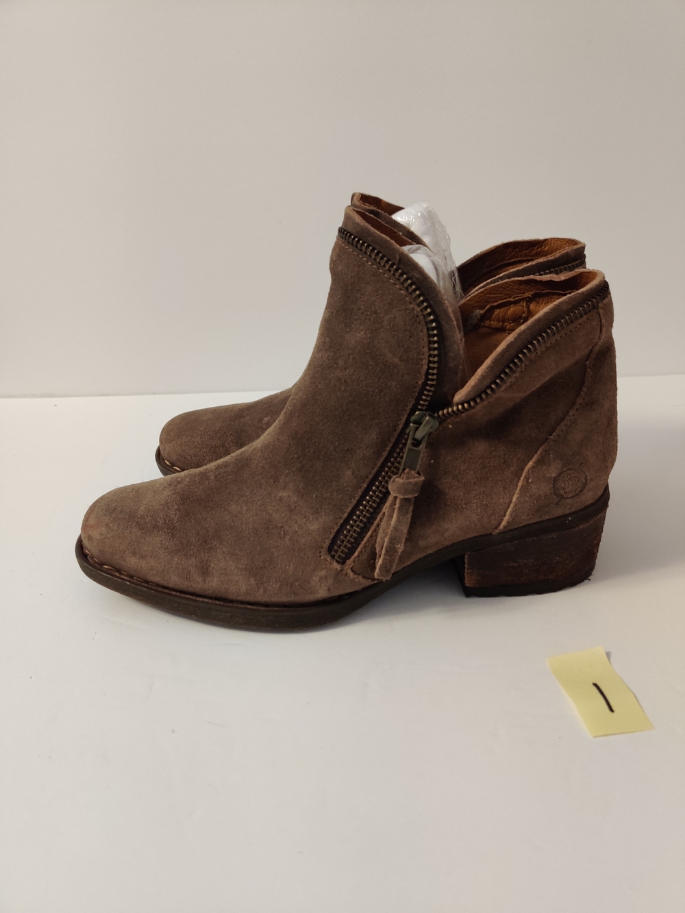 Born Handcraft Ankle Booties in Taupe with Side Zipper 7